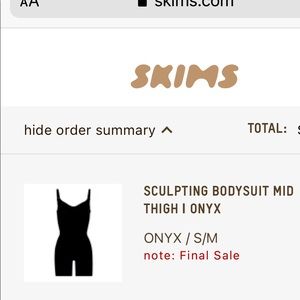Skims body suit NWT- promised shipping under 48 hr